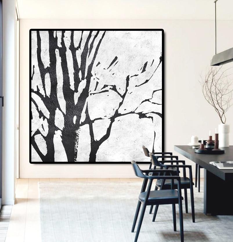 Minimal Black and White Painting #MN7A - Click Image to Close